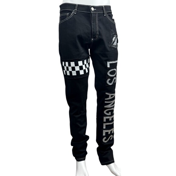 LA Lakers Mens 38X32 FISLL NBA Denim Jeans Black Basketball Kobe Lebron New - Picture 2 of 10